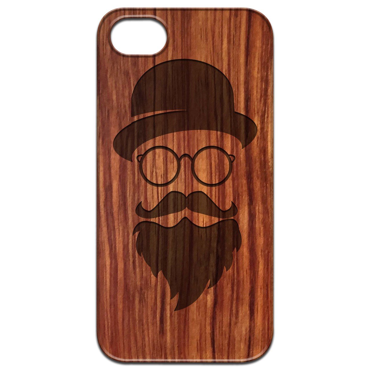 Hollow Man Engraved wooden phone case showcasing unique laser-engraved design and natural wood finish.