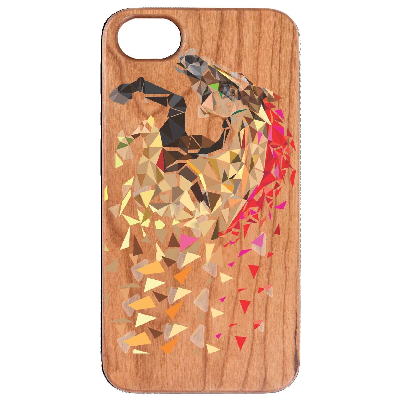 Horse UV Color Printed wooden phone case showcasing vibrant designs and natural wood texture.