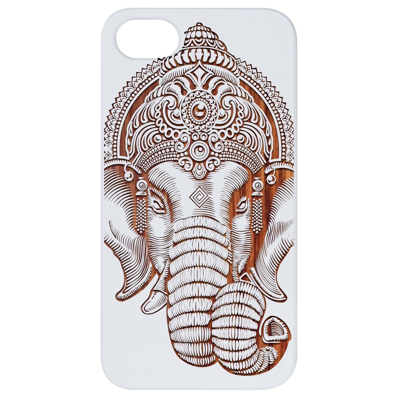 Indian Elephant Engraved wooden phone case showcasing intricate design and durable construction.