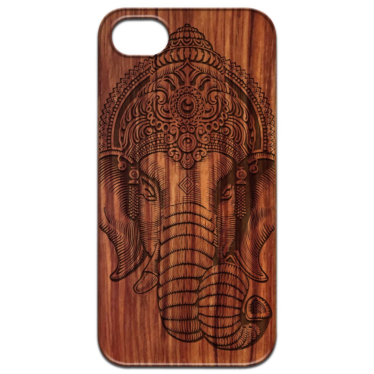 Indian Elephant Engraved wooden phone case showcasing intricate design and durable construction.