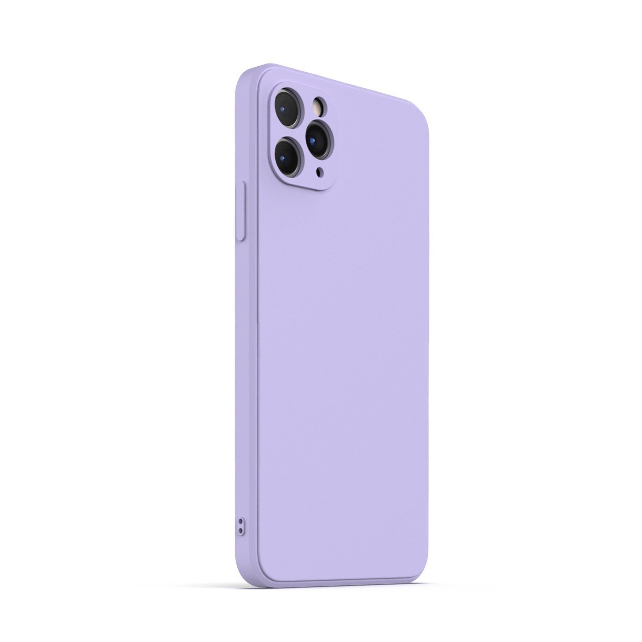 Lavender iPhone 11 Pro Max case made from durable Liquid Silicone with soft microfiber lining, showcasing its stylish design and protective features.