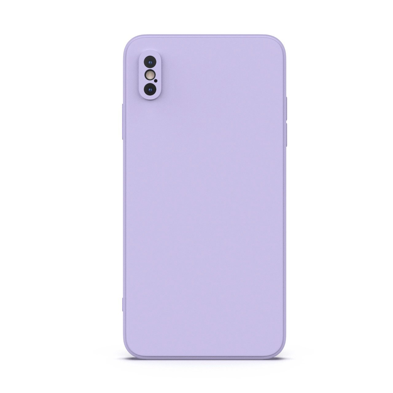 Lavender iPhone XS Max case made from durable Liquid Silicone with soft microfiber lining, showcasing its elegant design and protective features.