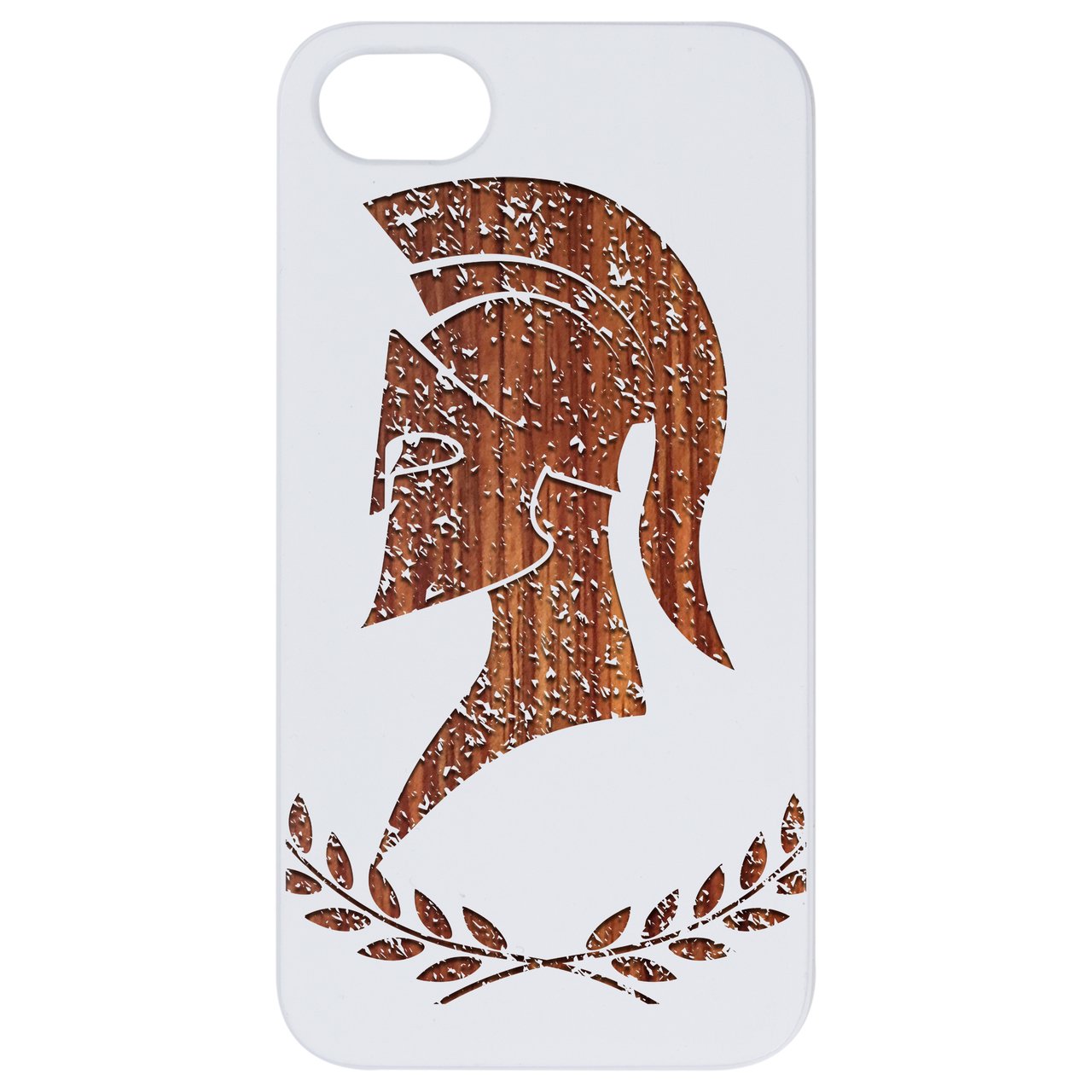 Legionary - Engraved wooden phone case showcasing unique laser-engraved design and natural wood finish.