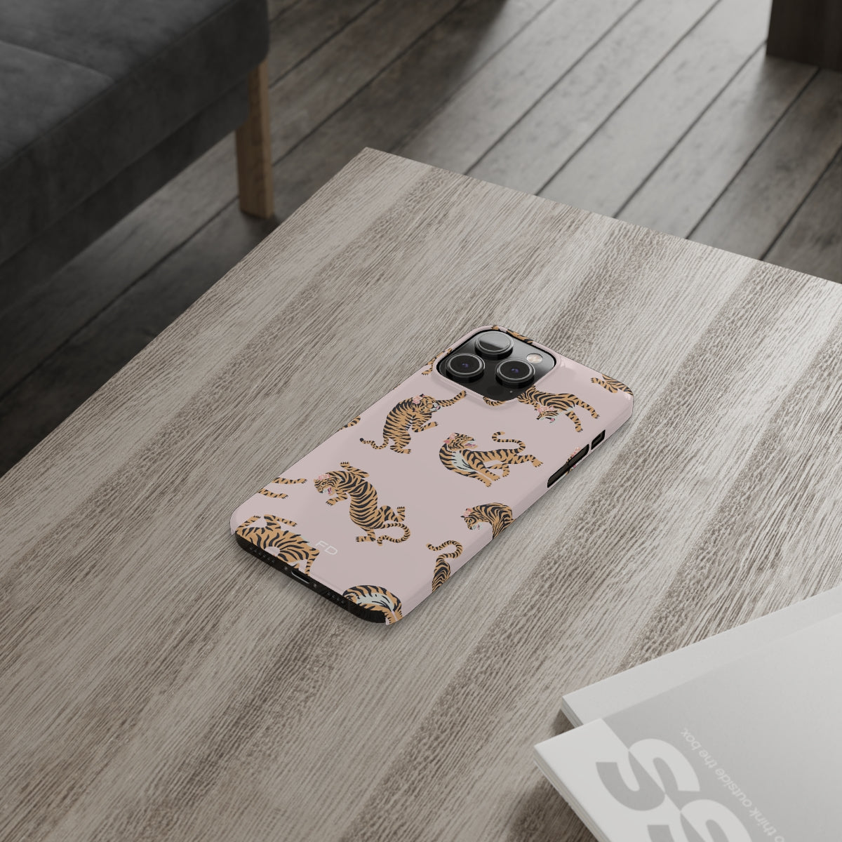 Leopard with Roses Slim Case for iPhone 14, showcasing a stylish design with a glossy finish and slim profile.