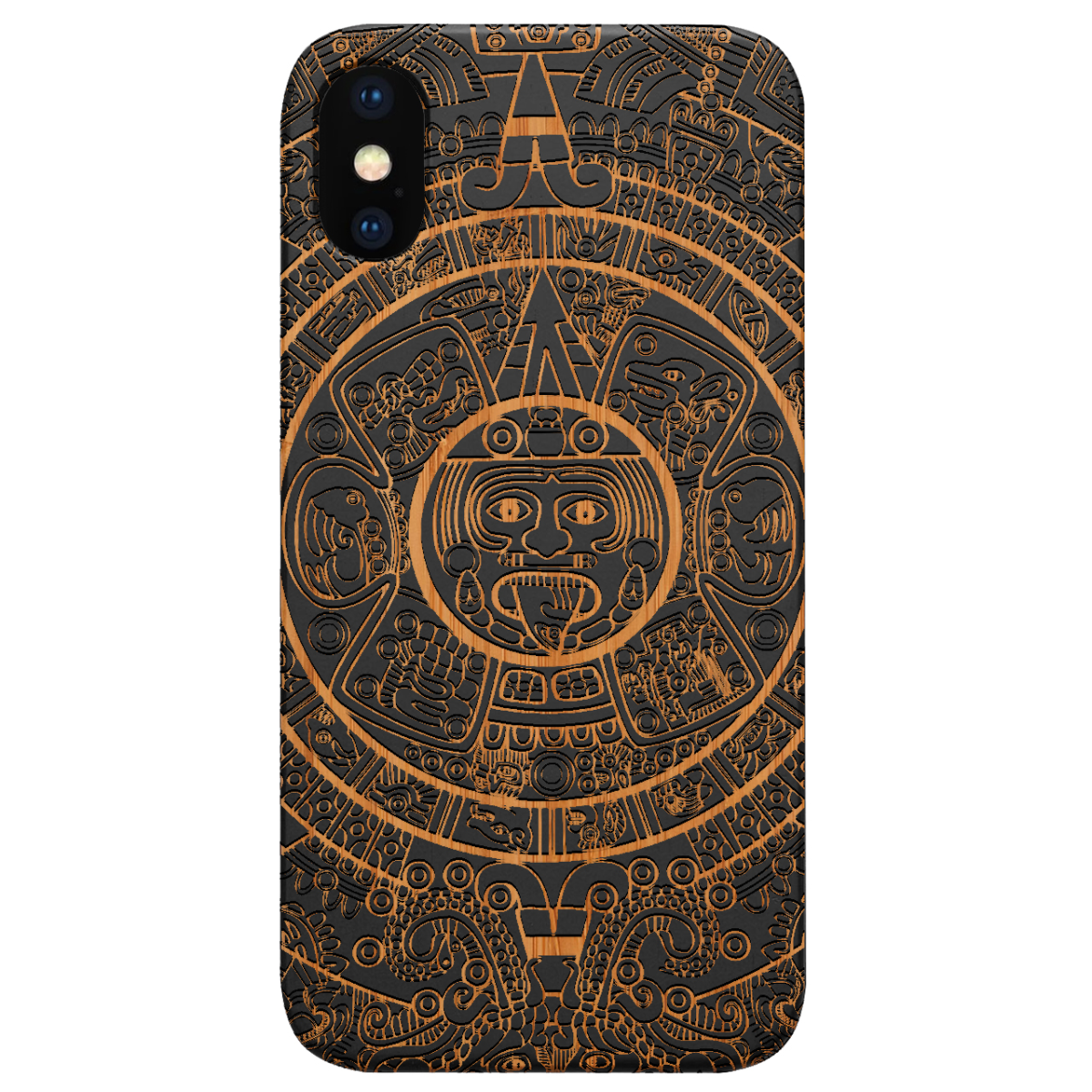 Mayan Calendar 2 - Engraved wooden phone case featuring intricate designs and durable construction.