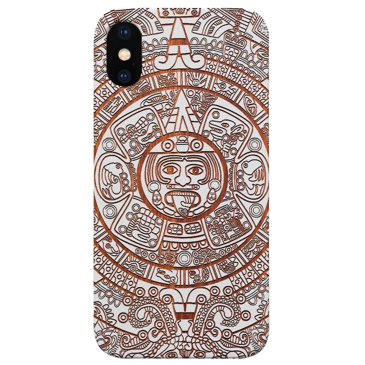 Mayan Calendar 2 - Engraved wooden phone case featuring intricate designs and durable construction.