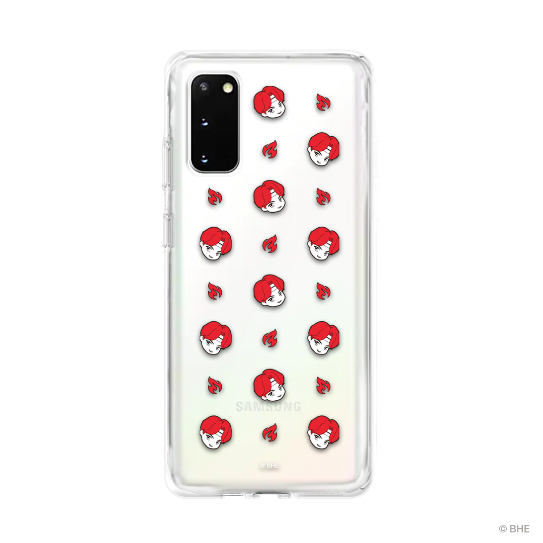 Clear phone case featuring a stylish design for Jin model, providing protection and showcasing the phone's original look.