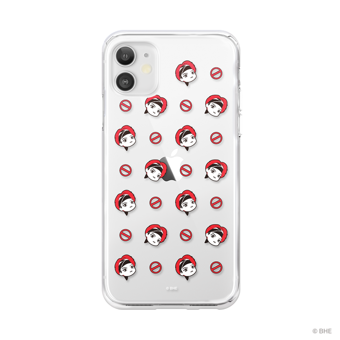 MIC Drop Face Clear Phone Case - V showcasing its sleek design and transparent material.