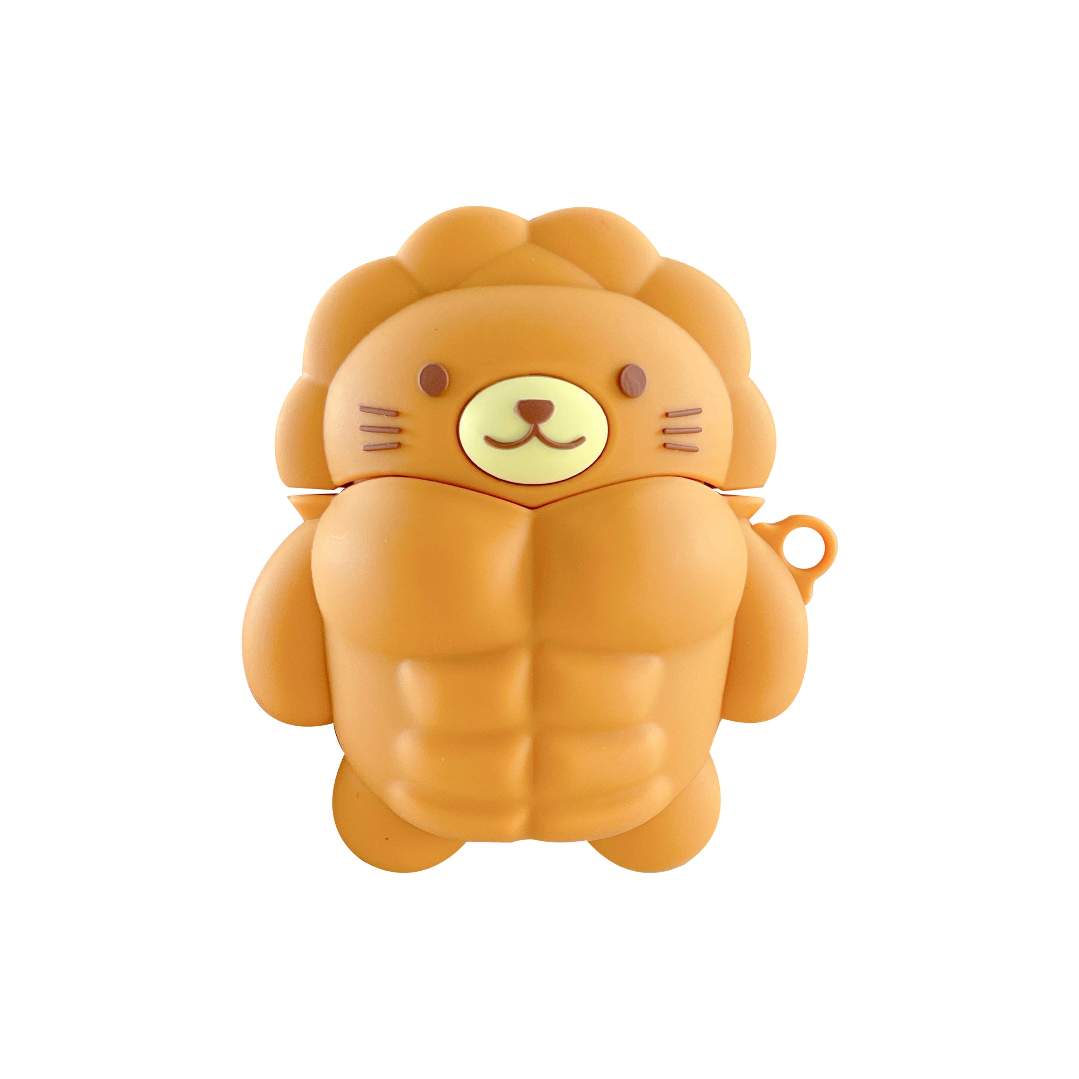 Muscle Bear Cartoon Silicone Earphone Case in vibrant colors featuring a cute bear design, perfect for AirPods protection.