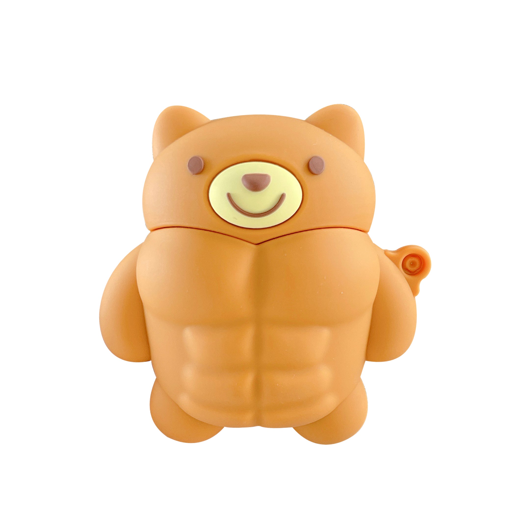 Muscle Bear Cartoon Silicone Earphone Case in vibrant colors featuring a cute bear design, perfect for AirPods protection.