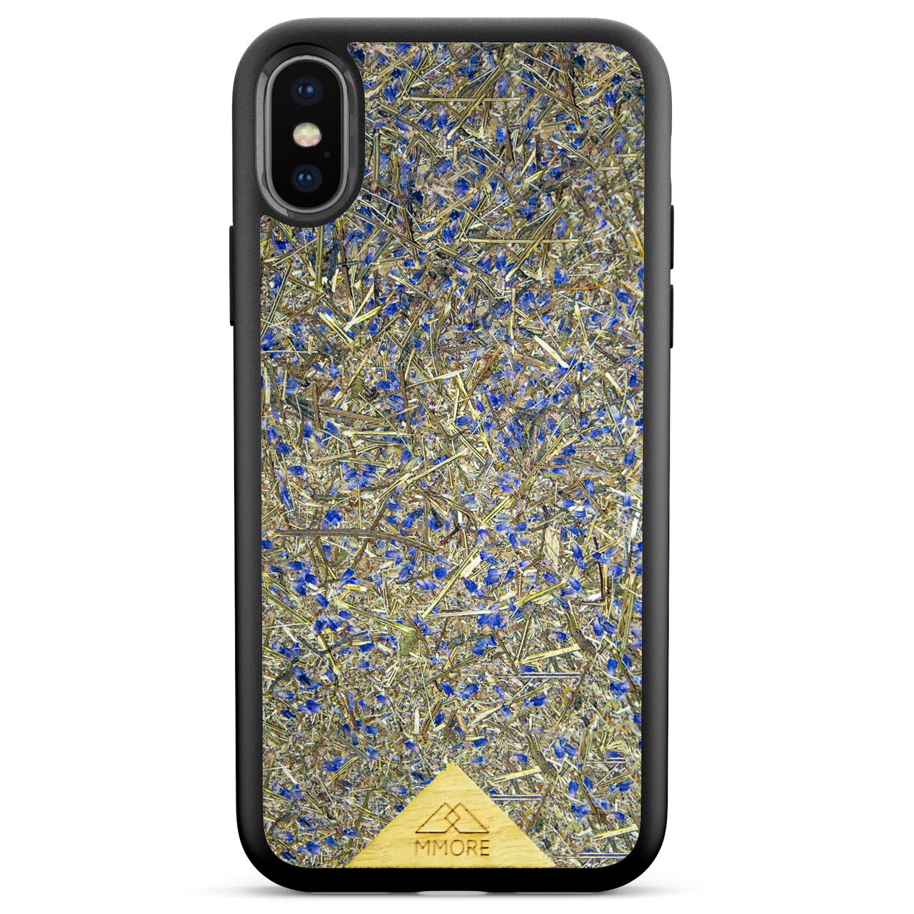 Organic Lavender Phone Case showcasing hand-picked lavender buds, eco-friendly design, and modern aesthetics.