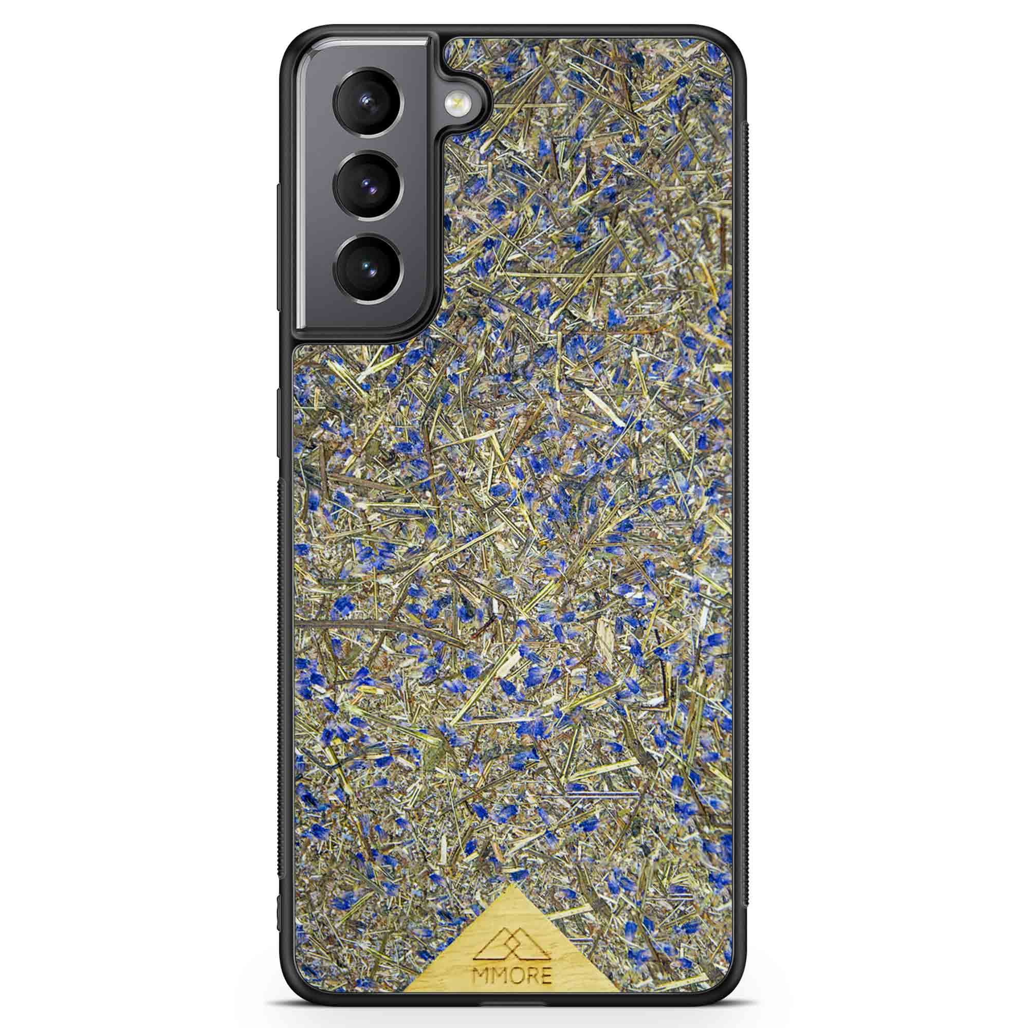 Organic Lavender Phone Case showcasing hand-picked lavender buds, eco-friendly design, and modern aesthetics.