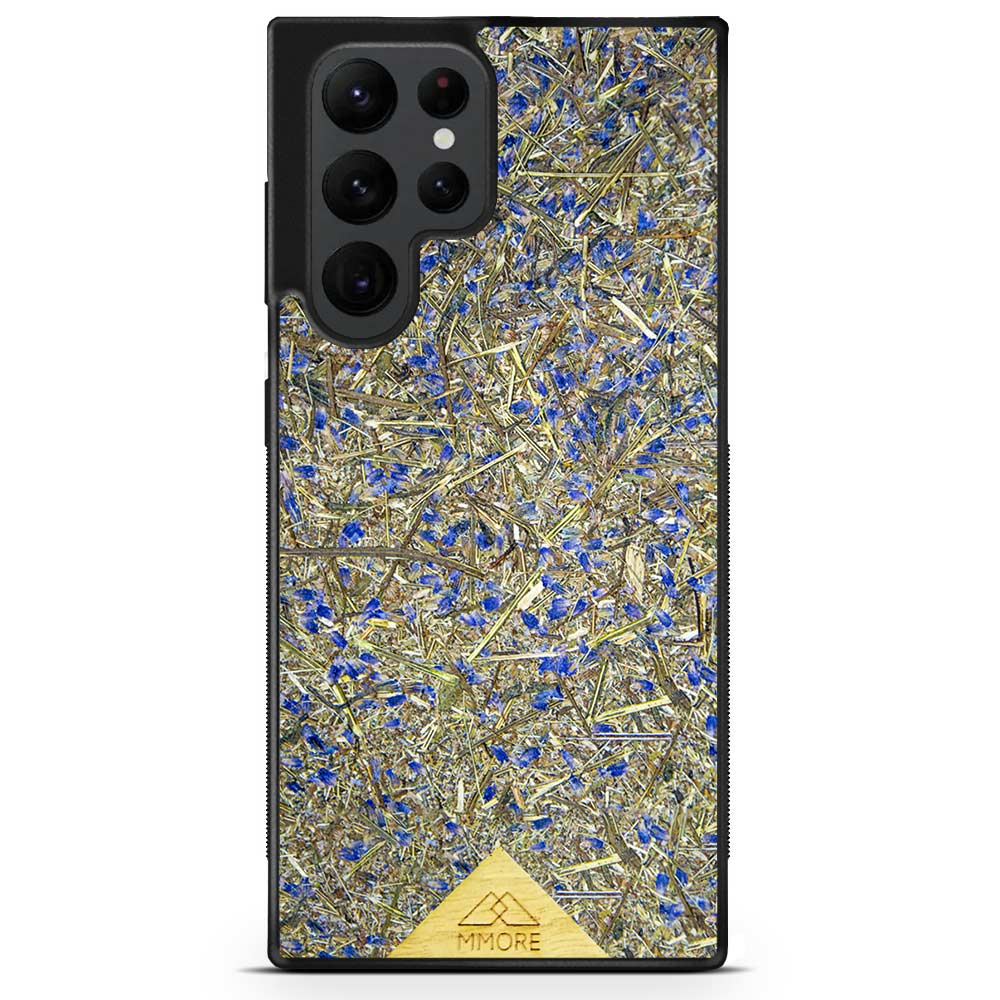 Organic Lavender Phone Case showcasing hand-picked lavender buds, eco-friendly design, and modern aesthetics.