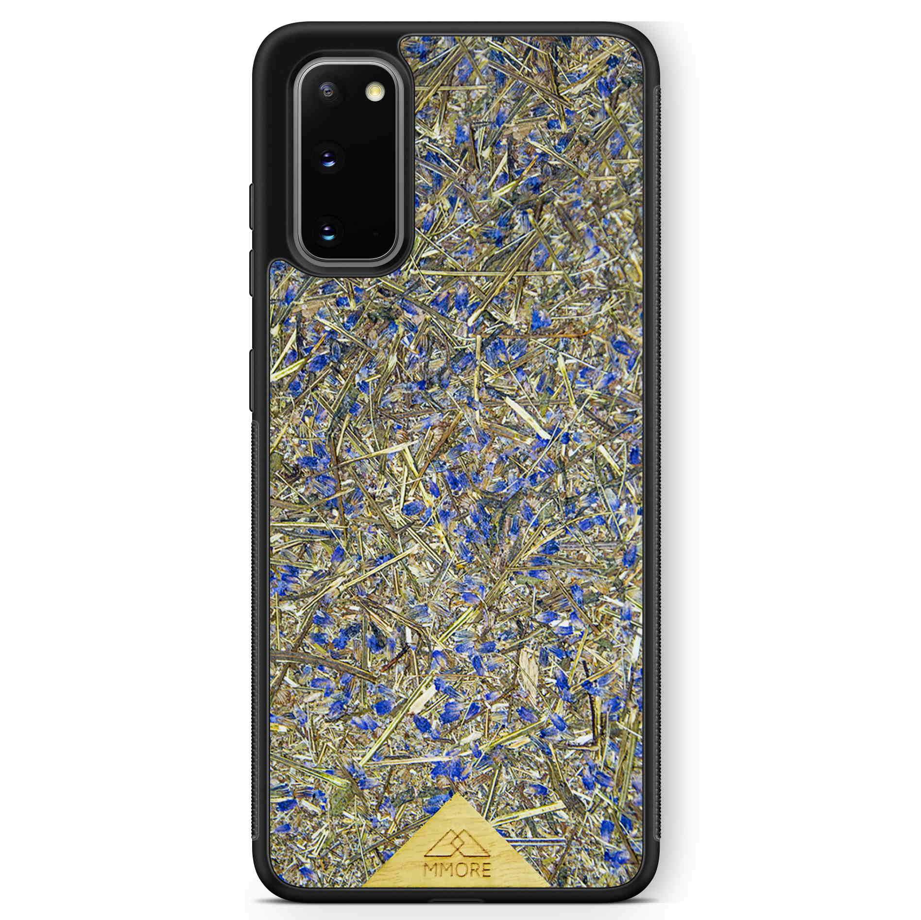 Organic Lavender Phone Case showcasing hand-picked lavender buds, eco-friendly design, and modern aesthetics.