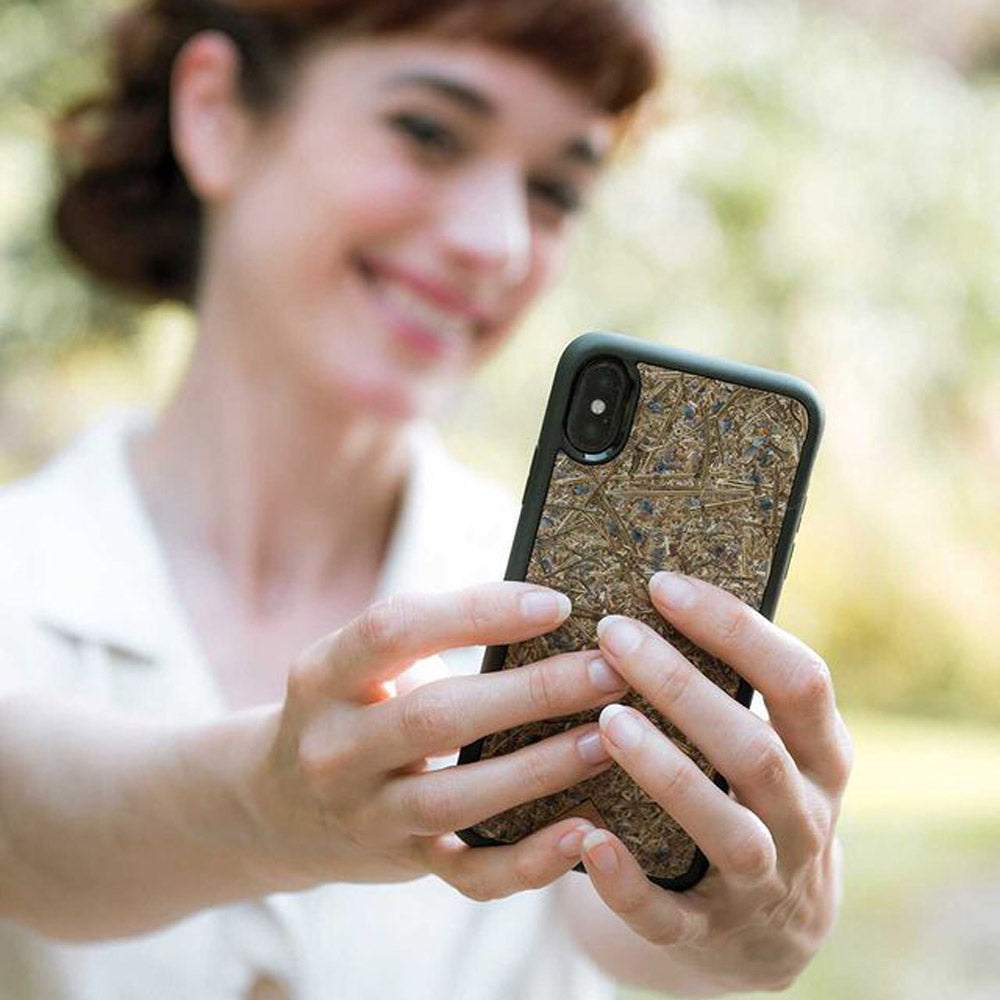 Organic Lavender Phone Case showcasing hand-picked lavender buds, eco-friendly design, and modern aesthetics.