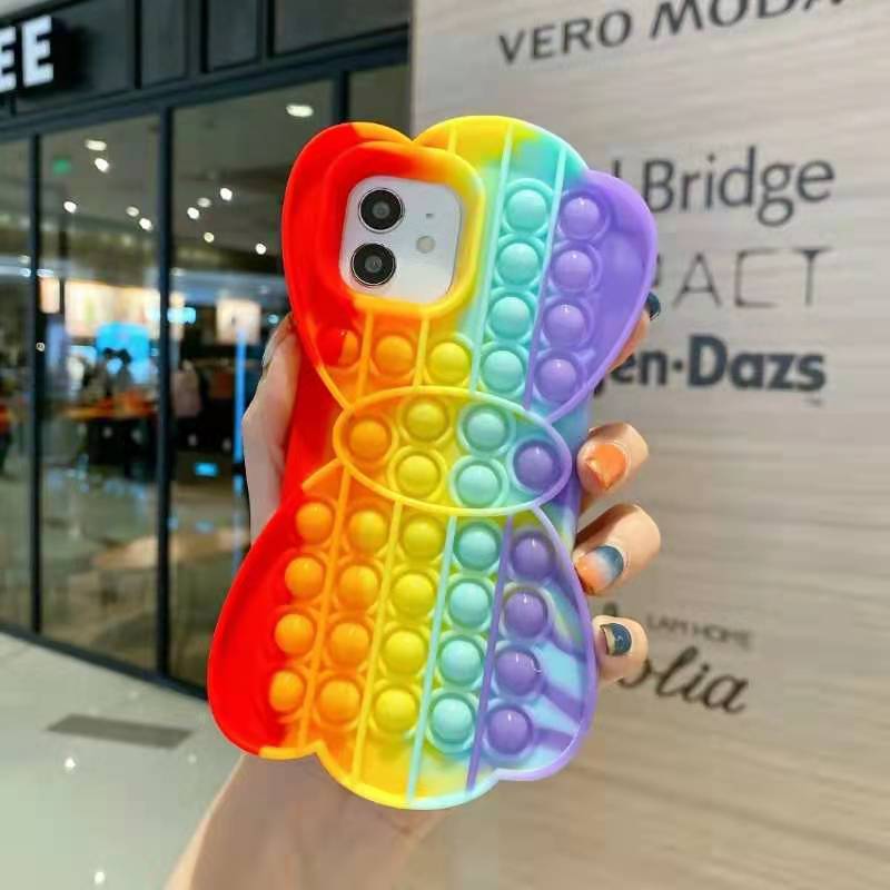 Relieve Stress Toys Push It Bubble Phone Case in vibrant colors, featuring bubble push design for stress relief and mobile protection.