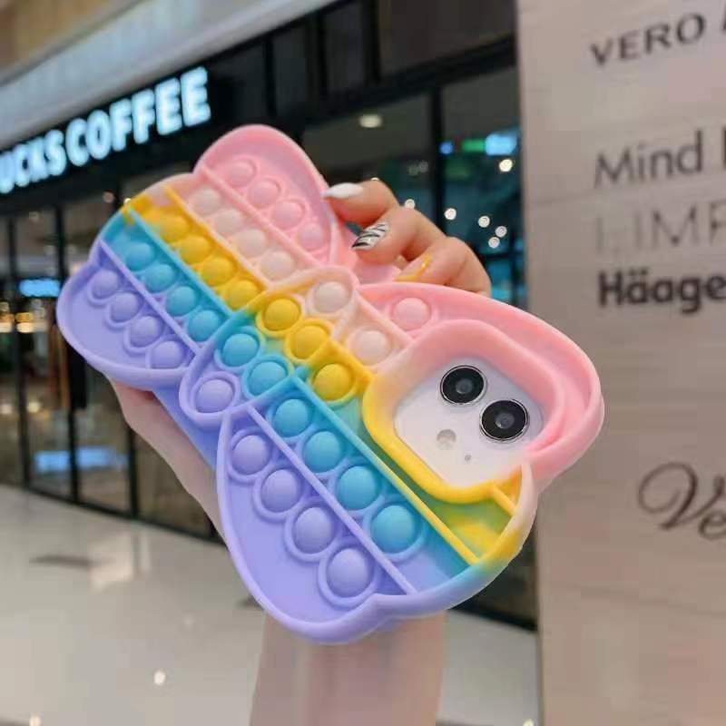 Relieve Stress Toys Push It Bubble Phone Case in vibrant colors, featuring bubble push design for stress relief and mobile protection.