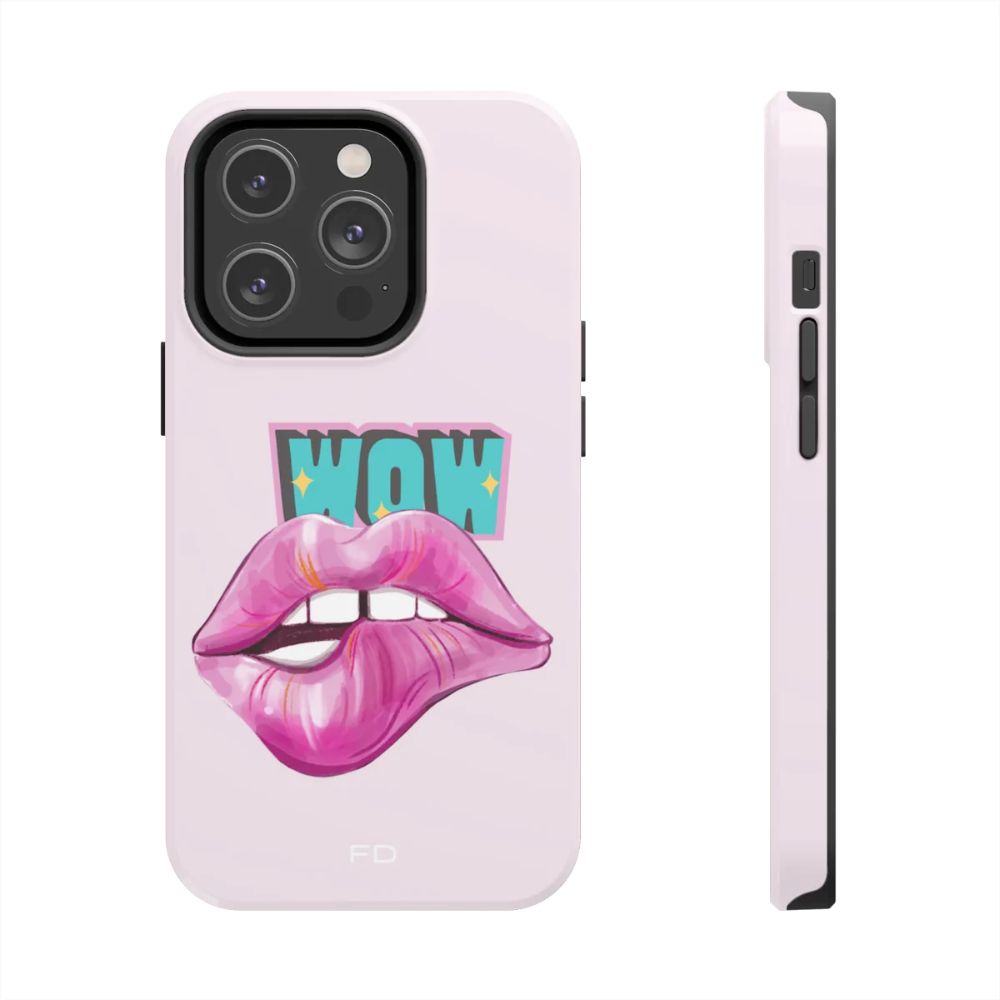 A vibrant Sexy Lips Tough Case for iPhone featuring a glossy finish and a bold lip design, showcasing its lightweight and durable construction.