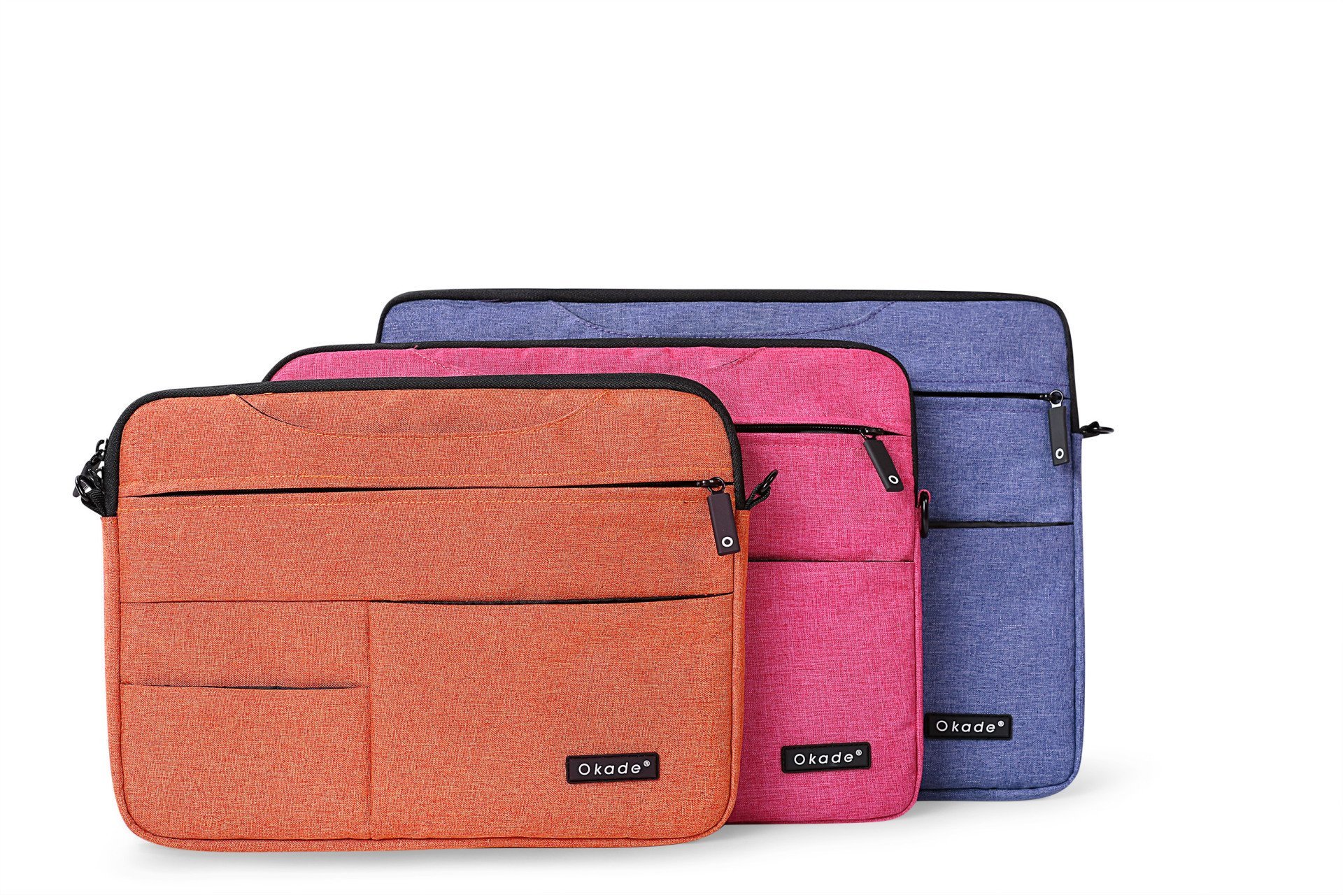 Super Thin Waterproof and Shockproof Bag in burlap material, designed for 11, 13, and 15-inch laptops, featuring a zipper closure and soft handle.