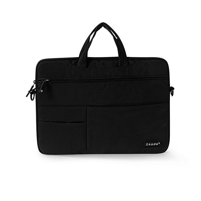 Super Thin Waterproof and Shockproof Bag in burlap material, designed for 11, 13, and 15-inch laptops, featuring a zipper closure and soft handle.