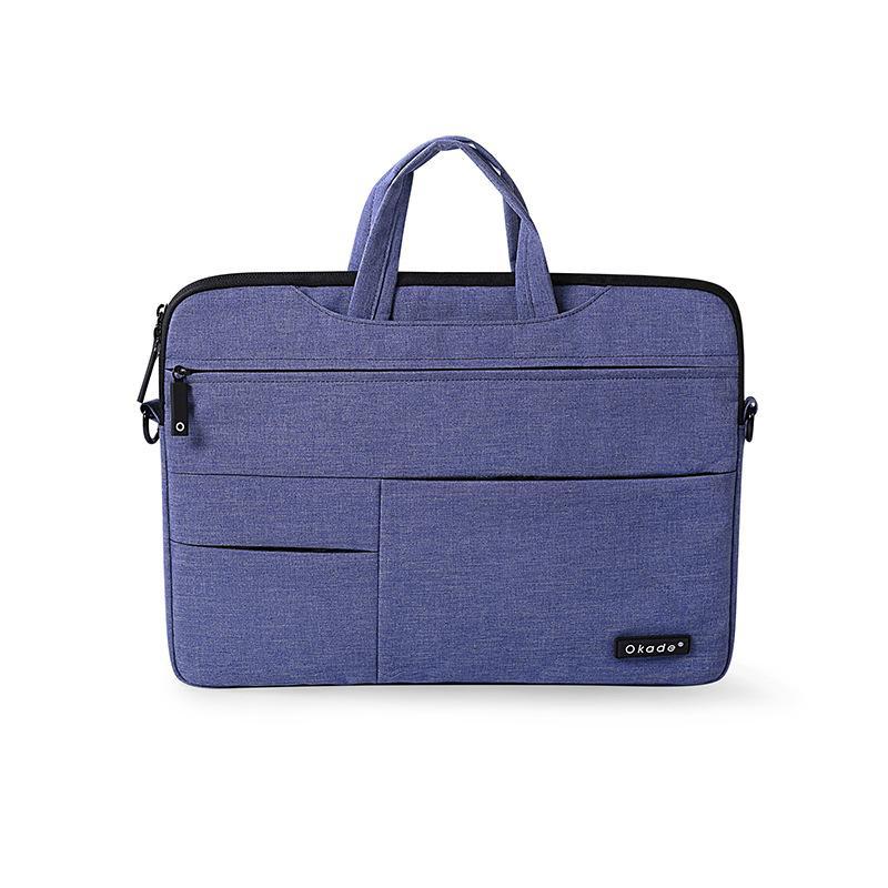 Super Thin Waterproof and Shockproof Bag in burlap material, designed for 11, 13, and 15-inch laptops, featuring a zipper closure and soft handle.