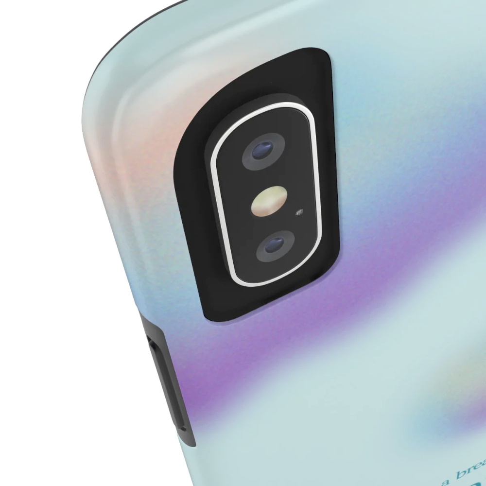 Take a Break and Dream Touch Case for iPhone, showcasing a glossy finish and positive message, designed for impact resistance and wireless charging.