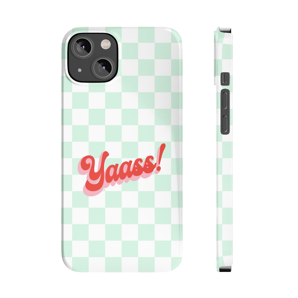 Yaass Retro Slim Case for iPhone 14 Series showcasing its glossy finish and slim design, perfect for stylish protection.