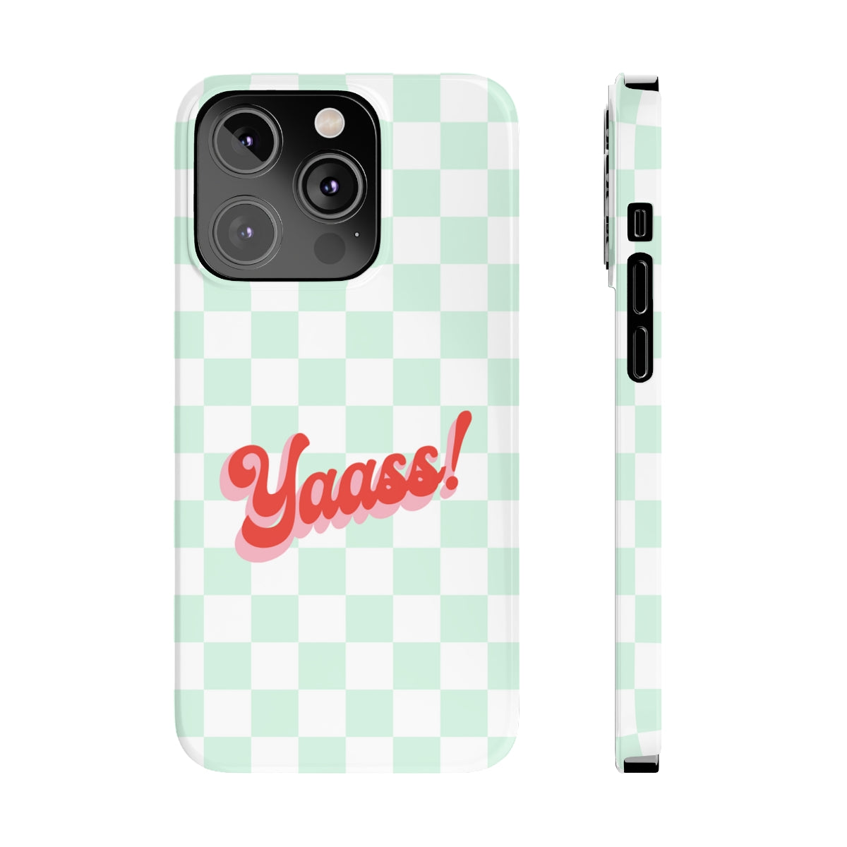 Yaass Retro Slim Case for iPhone 14 Series showcasing its glossy finish and slim design, perfect for stylish protection.