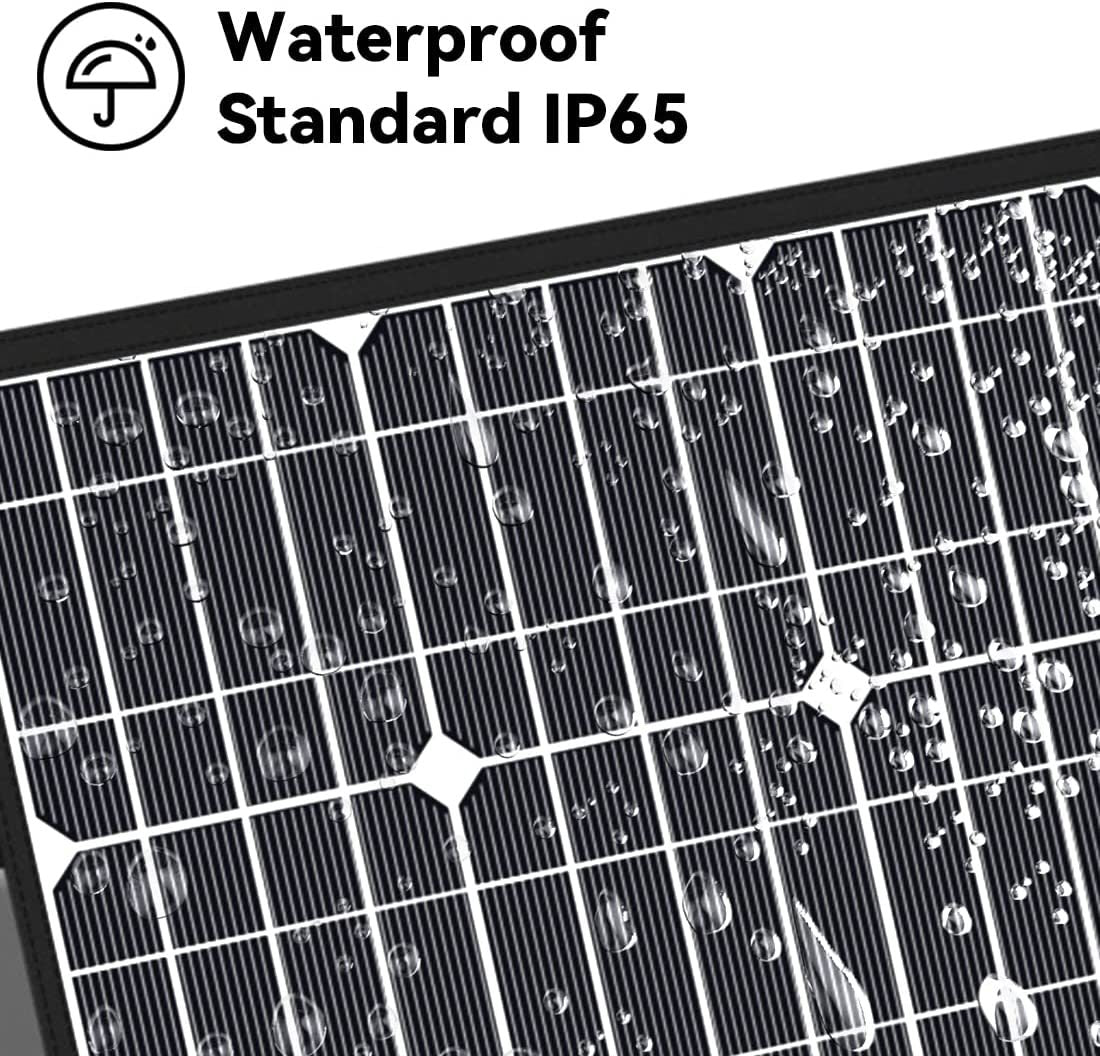 GOFORT 100W 18V Portable Solar Panel, foldable design with multiple connectors for charging solar generators and devices, ideal for outdoor use.