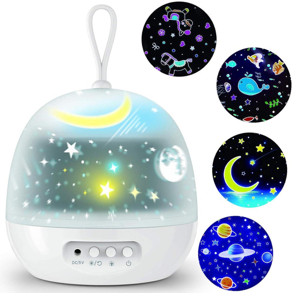 Night Light Projector displaying colorful rotating lights with 8 modes, designed for soothing ambiance in any room.