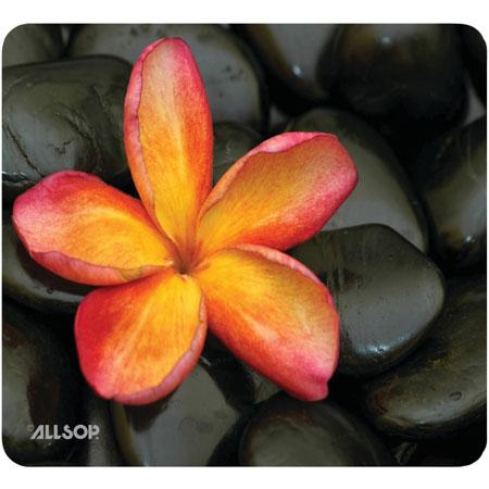 Allsop 30185 Naturesmart Mousepad featuring a vibrant floral design on a soft-cloth surface with a non-skid eco-base.