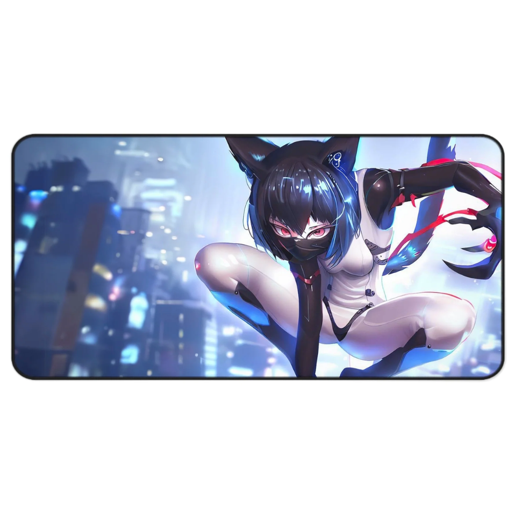 Main Cyborg Cat Girl Large Mouse Pad image