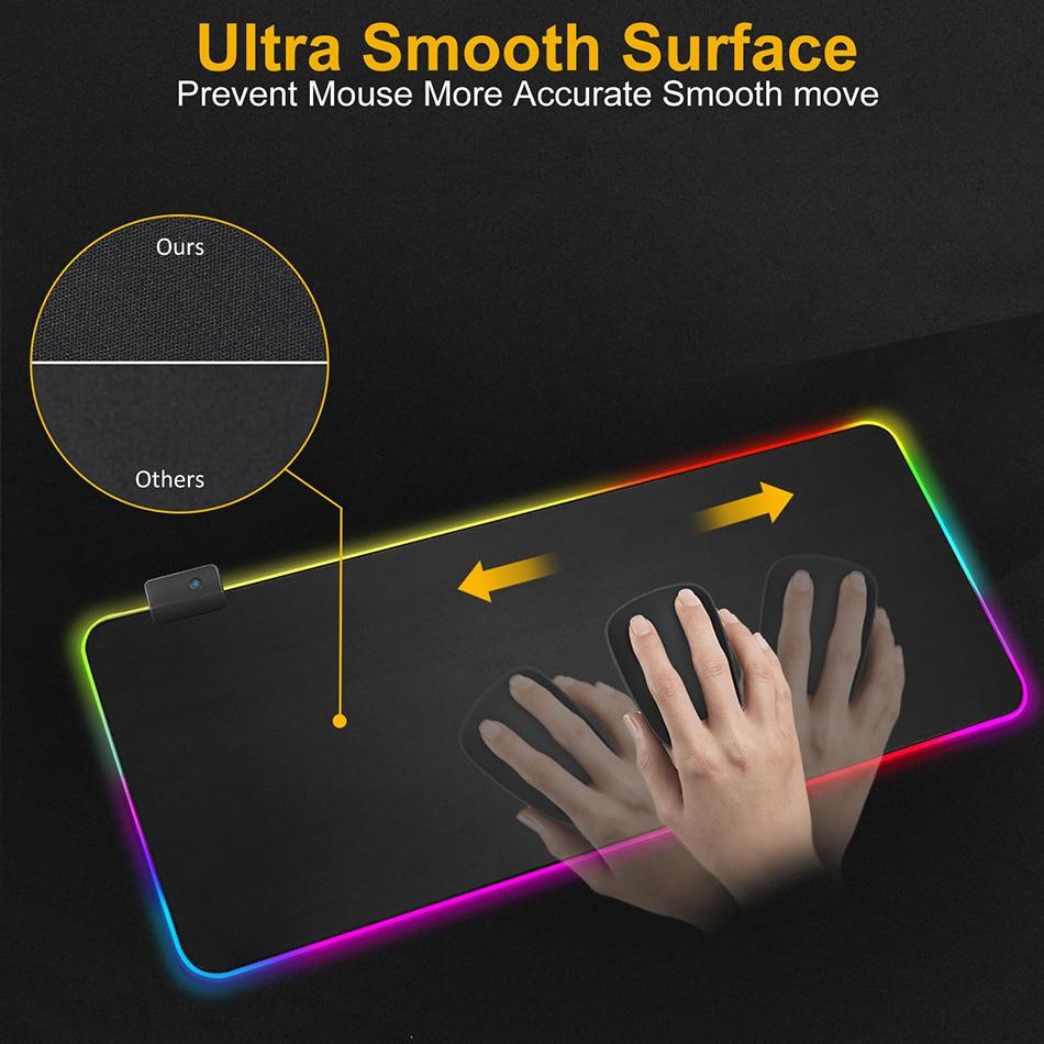 Ninja Dragons RGB Gaming Mouse Pad with vibrant lighting and large size, designed for gamers with a micro-textured surface and non-slip base.