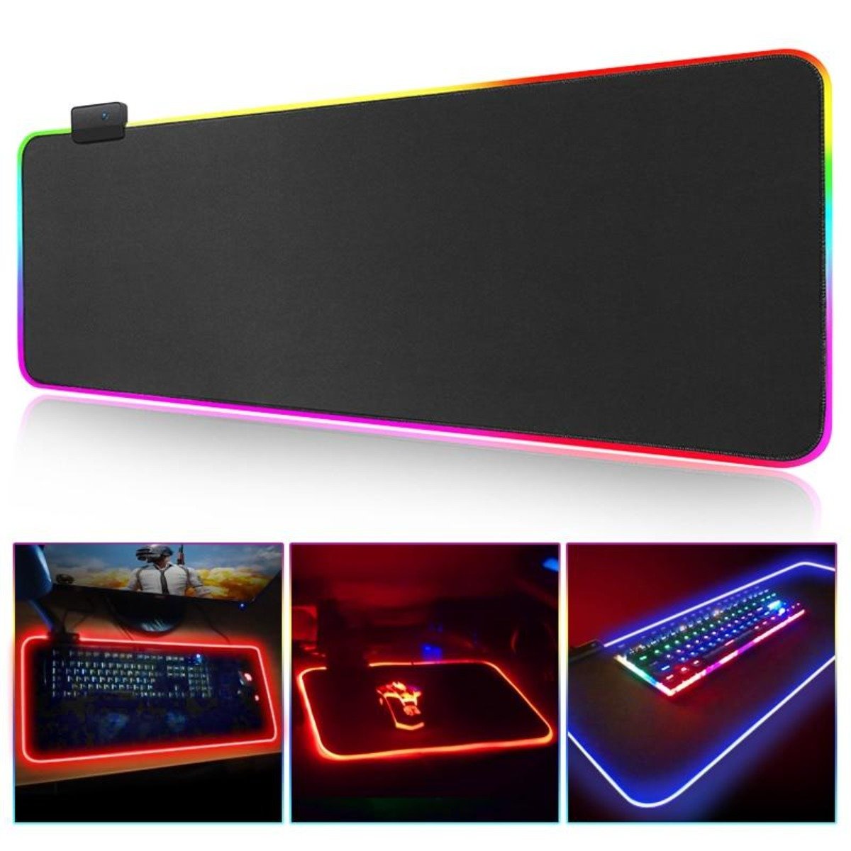 Ninja Dragons RGB Gaming Mouse Pad with vibrant lighting and large size, designed for gamers with a micro-textured surface and non-slip base.