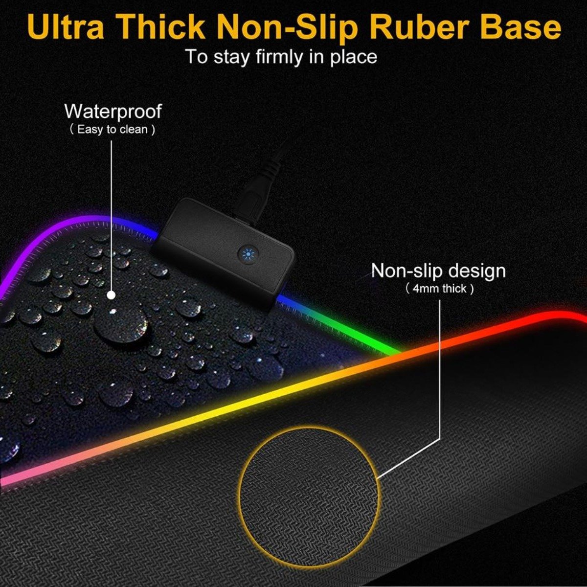 Ninja Dragons RGB Gaming Mouse Pad with vibrant lighting and large size, designed for gamers with a micro-textured surface and non-slip base.