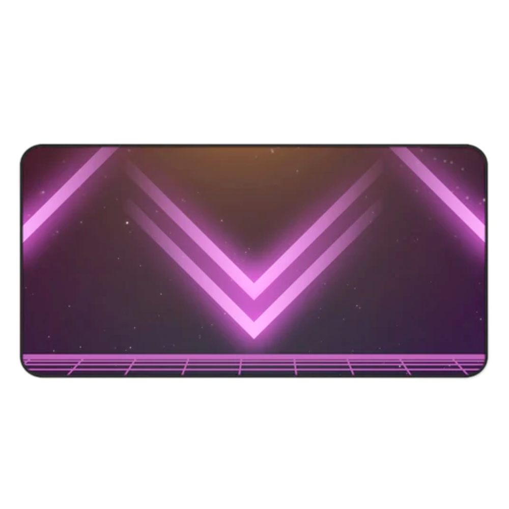 A vibrant pink large gaming mouse pad with anti-slip backing and hemmed edges, measuring 31 inches by 15.5 inches, designed for gamers and desk enthusiasts.