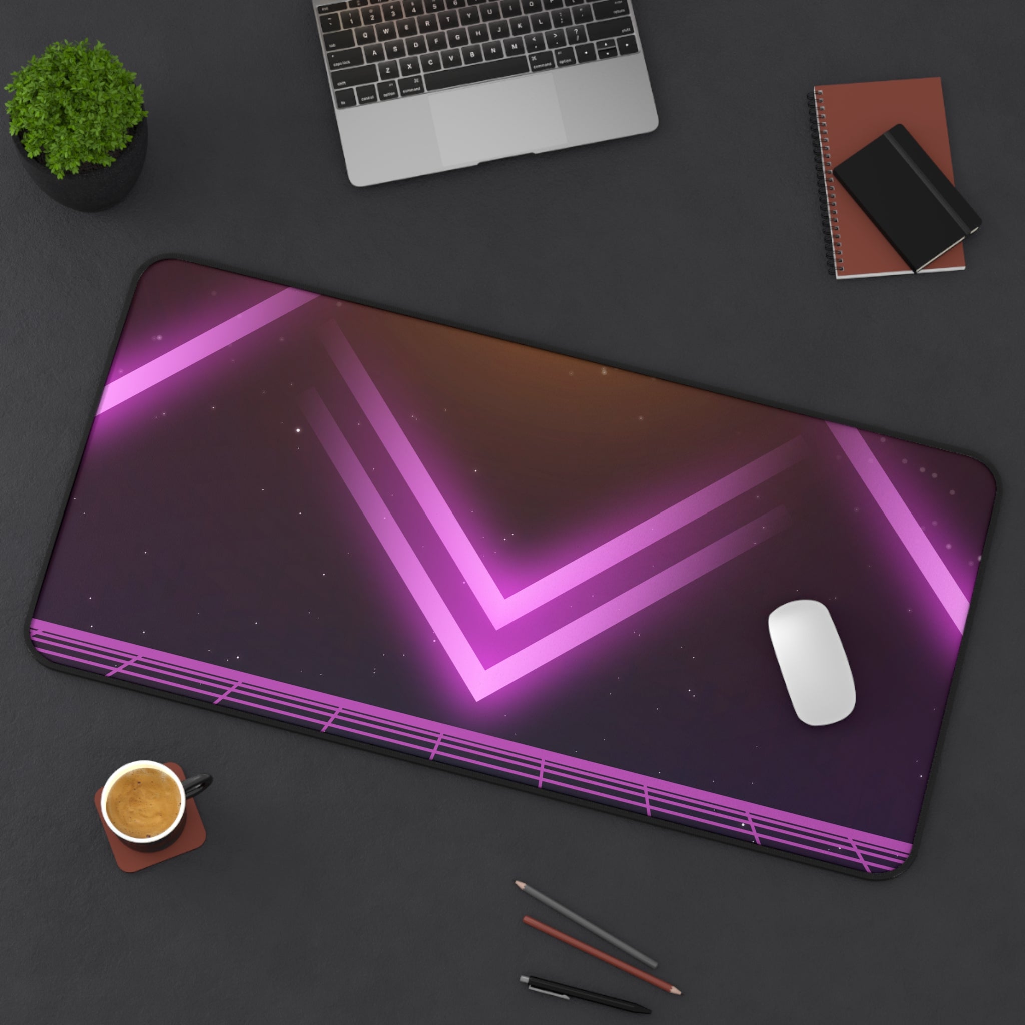 A vibrant pink large gaming mouse pad with anti-slip backing and hemmed edges, measuring 31 inches by 15.5 inches, designed for gamers and desk enthusiasts.