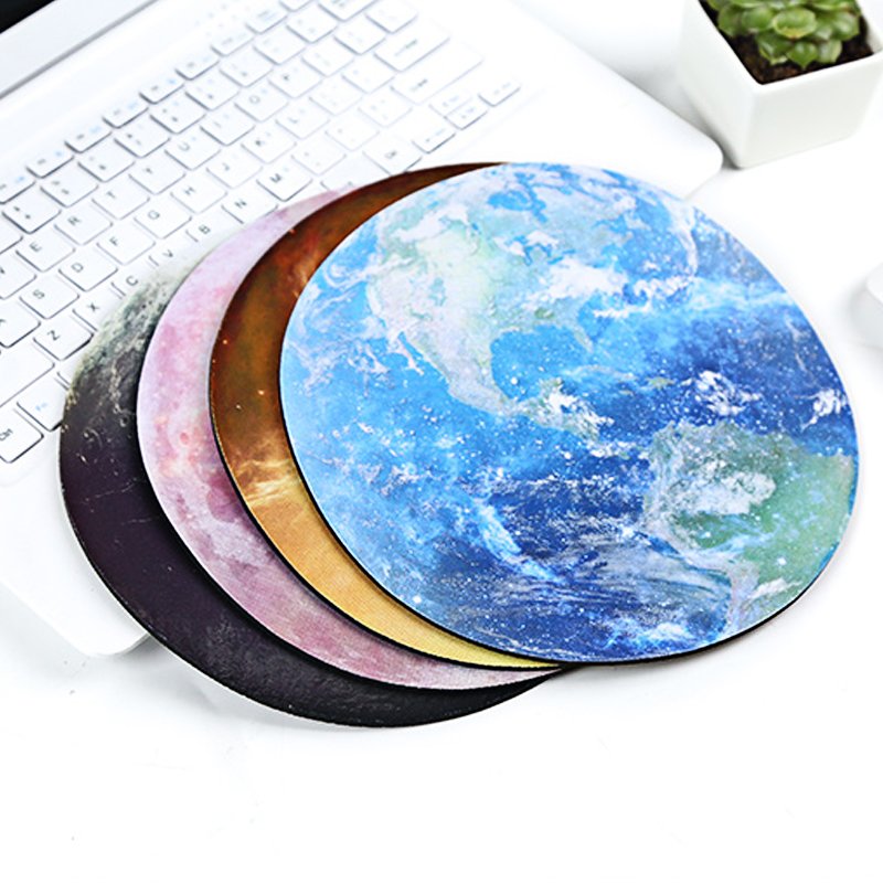 The Earth Mouse Pad featuring a smooth surface and anti-slip rubber base, designed for comfort and optimal mouse movement.