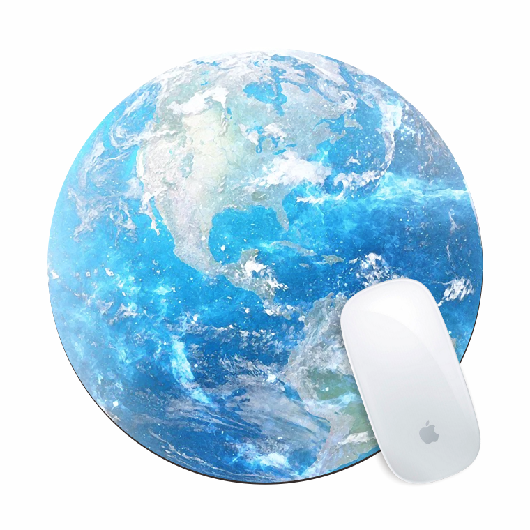 The Earth Mouse Pad featuring a smooth surface and anti-slip rubber base, designed for comfort and optimal mouse movement.