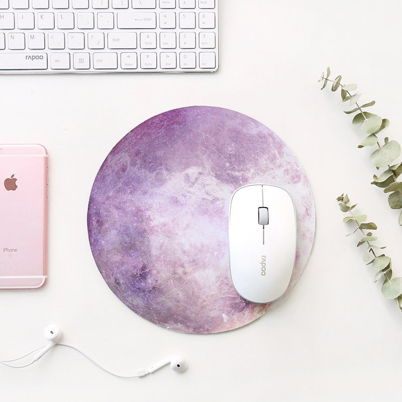 The Venus Mouse Pad featuring a silky smooth surface and anti-slip rubber base, measuring 8.6 inches in diameter, ideal for gaming and office use.