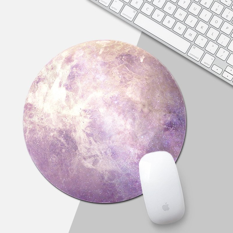 The Venus Mouse Pad featuring a silky smooth surface and anti-slip rubber base, measuring 8.6 inches in diameter, ideal for gaming and office use.