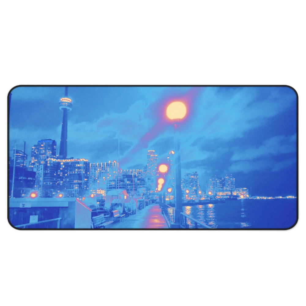 Toronto Harbour View Desk Mat featuring a beautiful design of Toronto Harbour, made of 4mm thick neoprene with anti-slip backing.