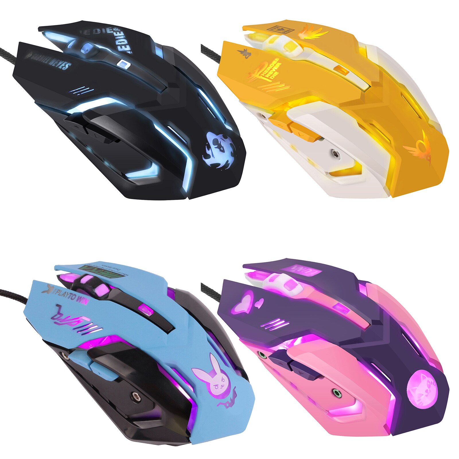 USB Wired 6 Buttons Ergonomic Gaming Mouse with LED lights, showcasing its sleek design and ergonomic shape, perfect for gamers and professionals.