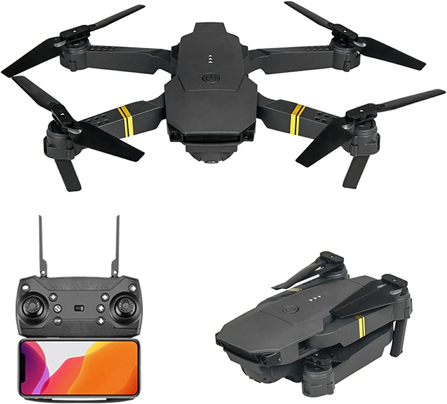 Foldable Quadcopter Drone with 720P/1080P/4K HD camera, showcasing its compact design and propeller guards.