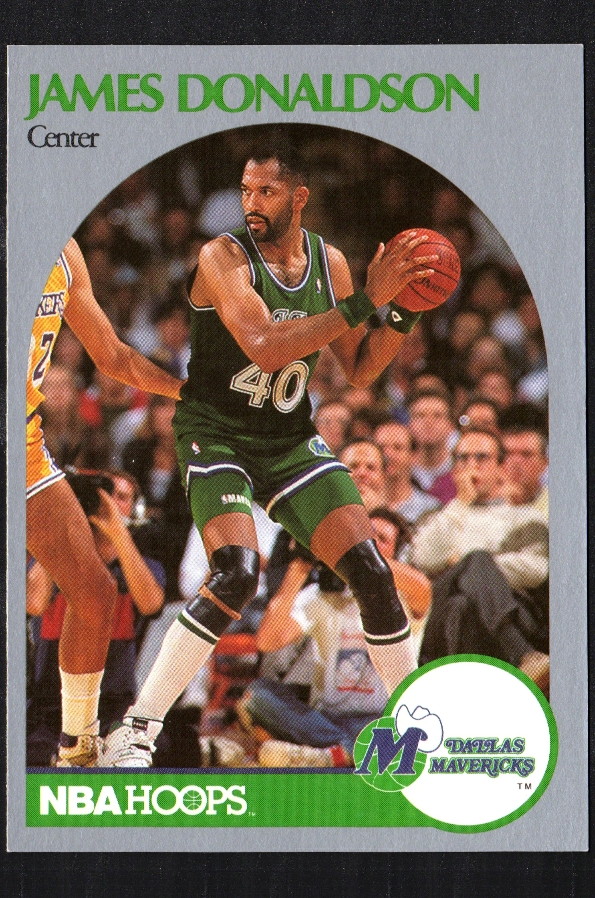 James Donaldson Dallas Mavericks #85 trading card from 1990-91 Hoops, featuring a clear image of the player in his team uniform.