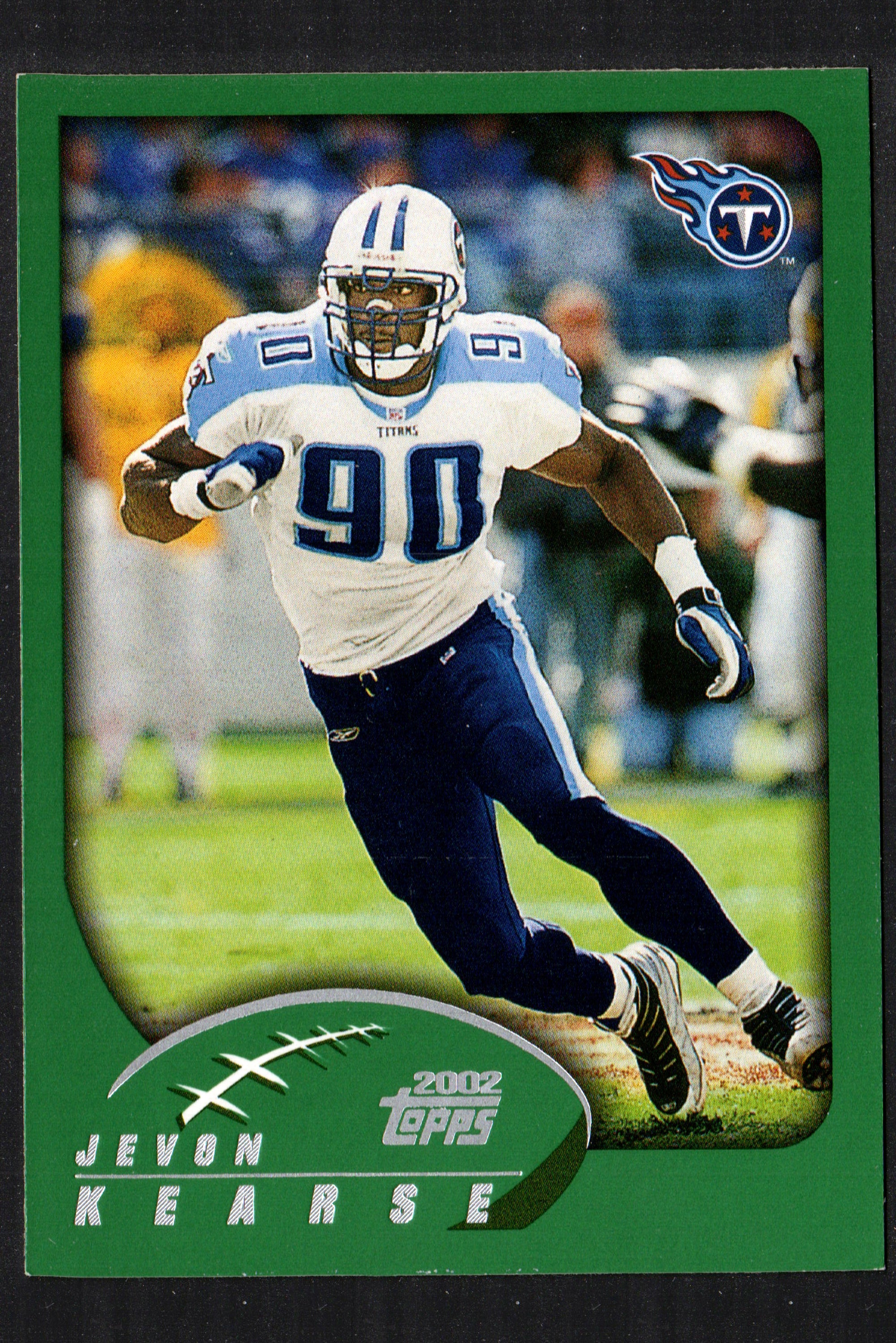 2002 Topps trading card featuring Jevon Kearse in Tennessee Titans uniform, card number 11.