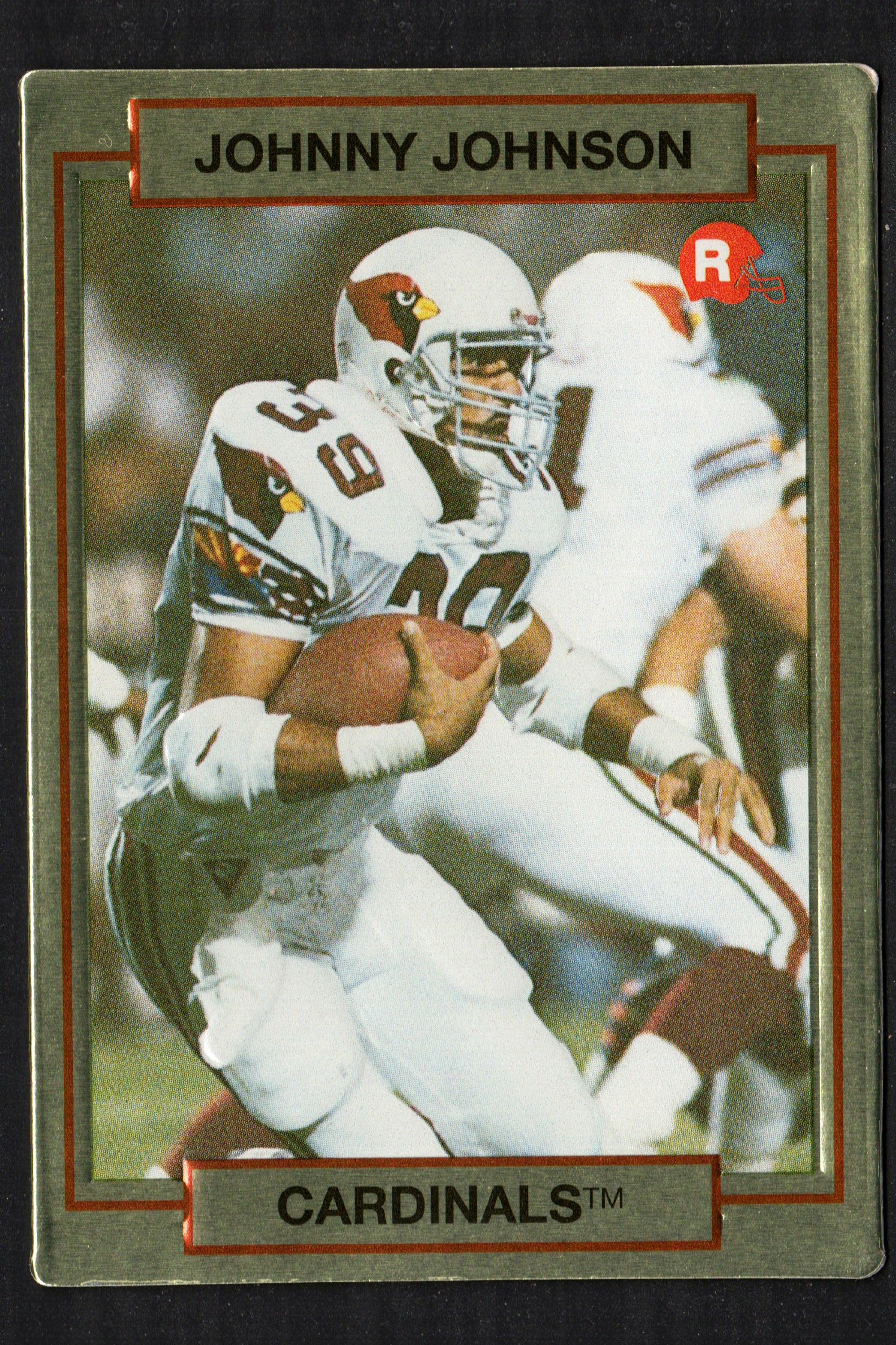 1990 Action Packed trading card featuring Johnny Johnson of the Phoenix Cardinals, showcasing his rookie year in excellent condition.