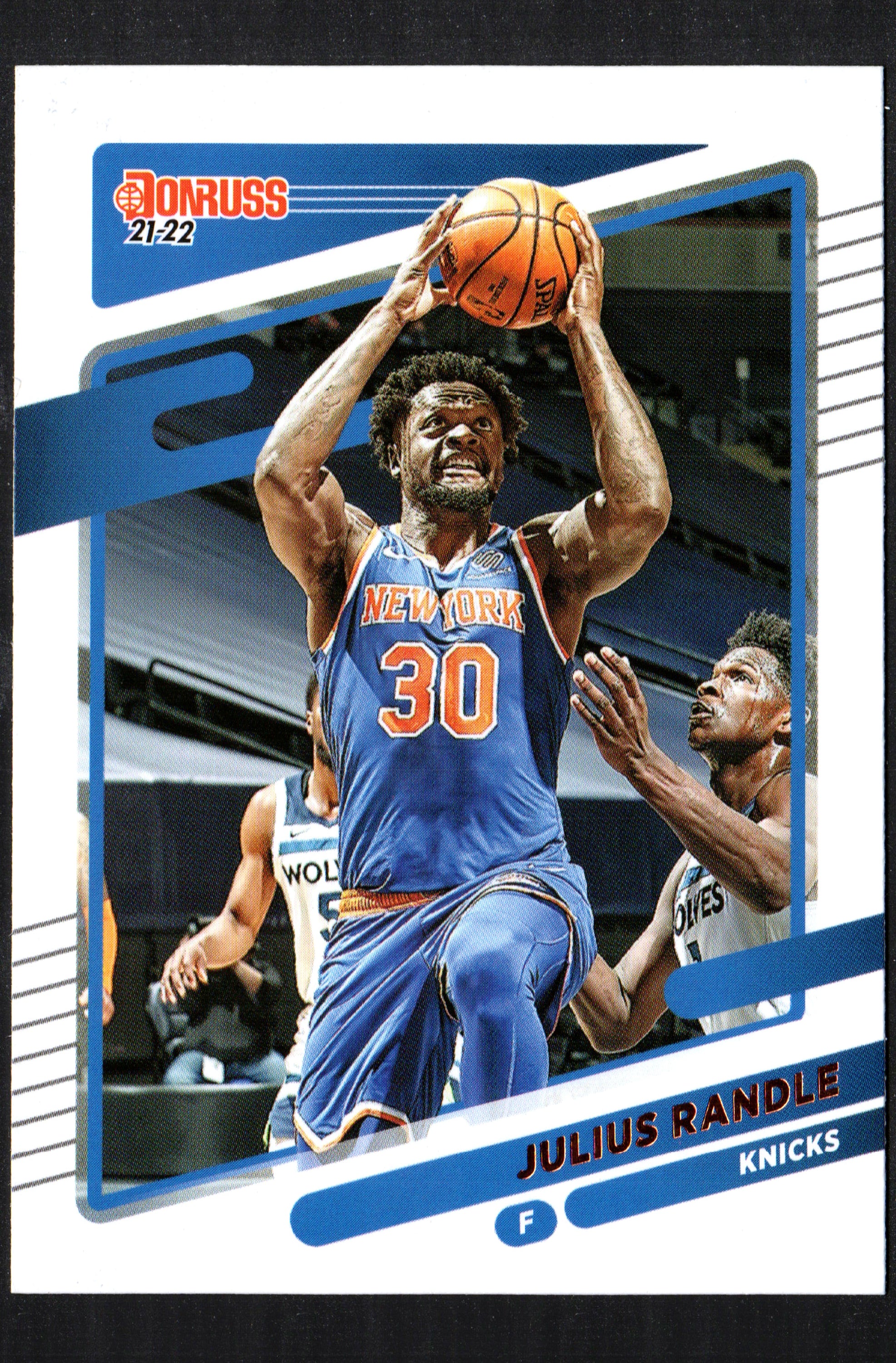 Julius Randle New York Knicks #192 trading card from the 2021-22 Donruss set, featuring vibrant colors and detailed player image.