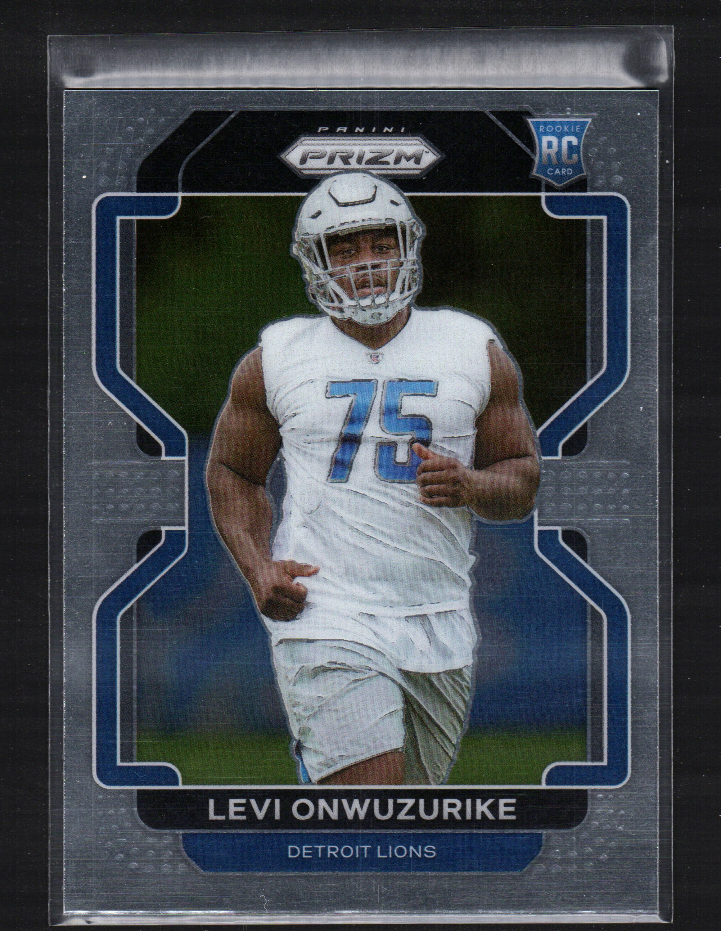 Levi Onwuzurike Detroit Lions #423 trading card from the 2021 Panini Prizm set, featuring player image and team logo.