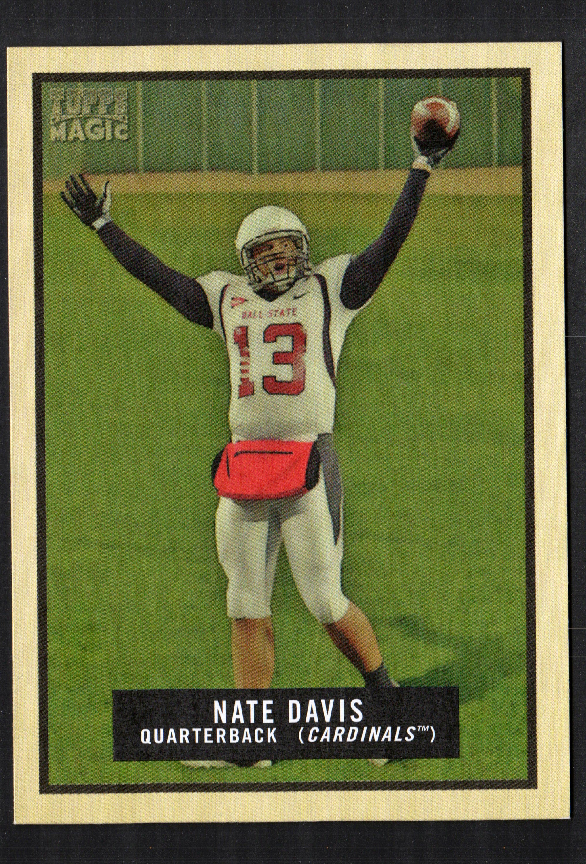 Nate Davis Arizona Cardinals #25 trading card from the 2009 Topps Magic set, showcasing the quarterback in action.